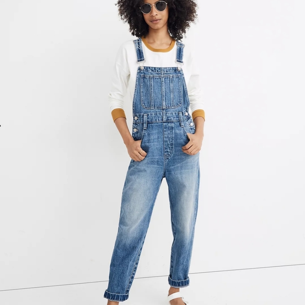 Madewell Straight-Leg Overalls in Hickory Wash
